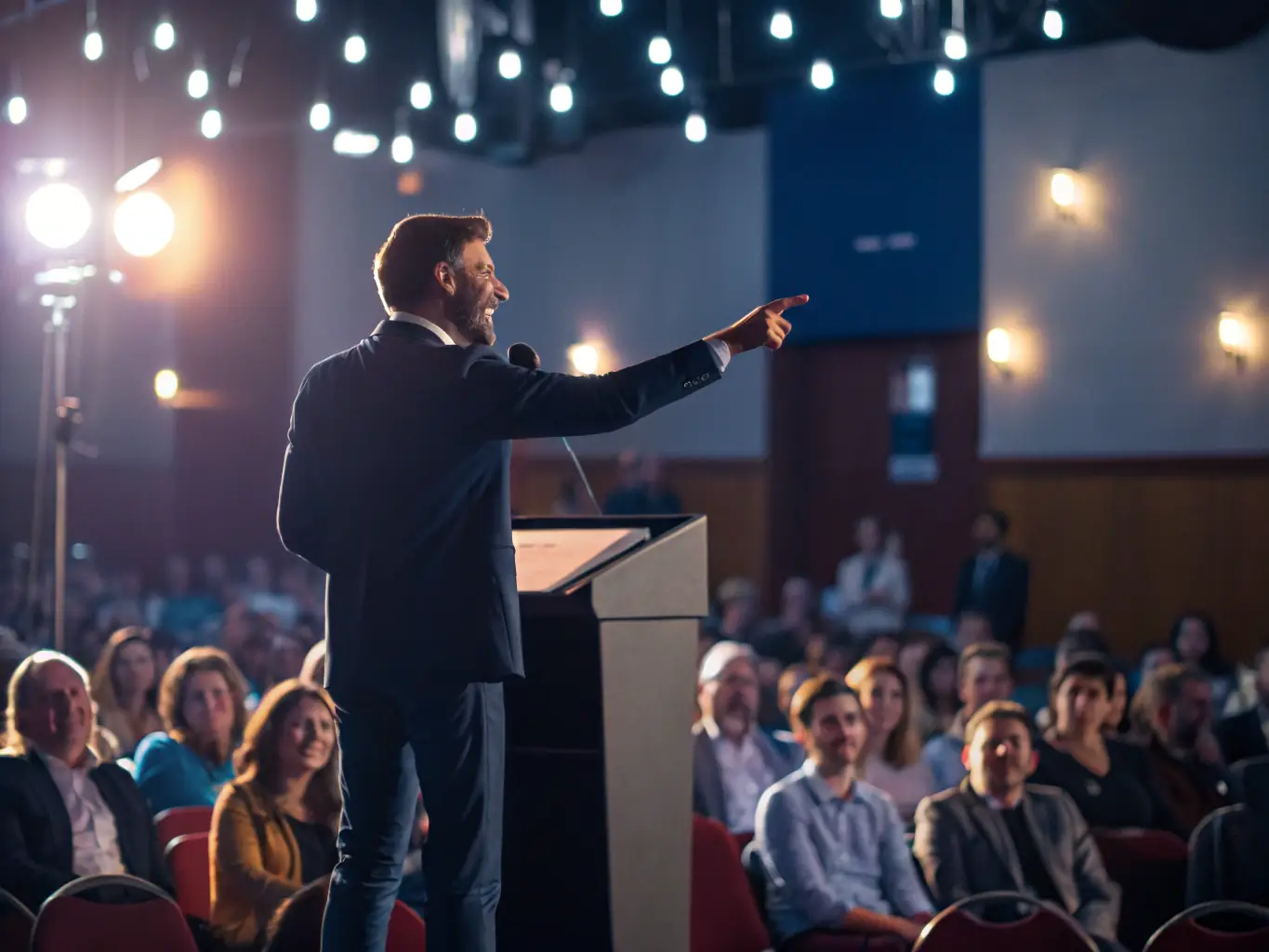 A photograph depicting a lecture in progress at the J H Fabre museum, with an expert speaker presenting on a topic related to natural sciences or cultural heritage.